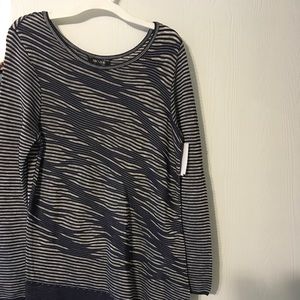 NWT Nic + Zoe Navy Blue and Silver Sweater XS
